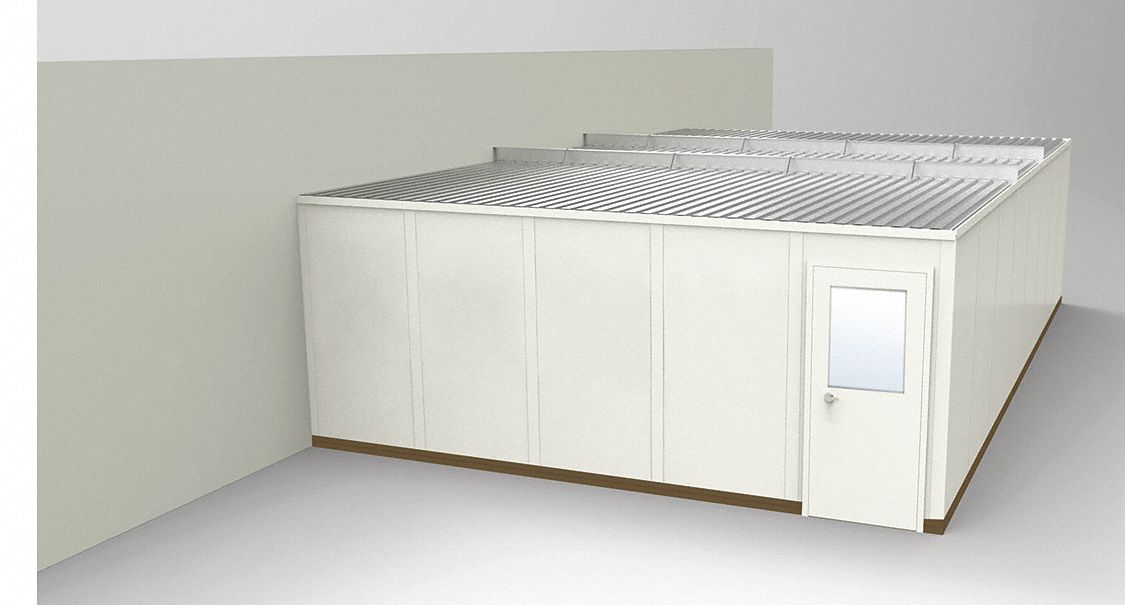 Modular In-Plant Office: 32 ft x 20 ft x 8 ft, 3 Walls, Steel-Covered Drywall, Beige