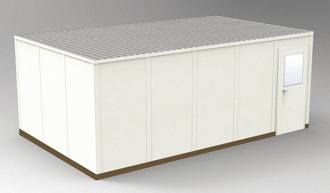 Modular In-Plant Office: 20 ft x 12 ft x 8 ft, 4 Walls, Steel-Covered Drywall, Beige