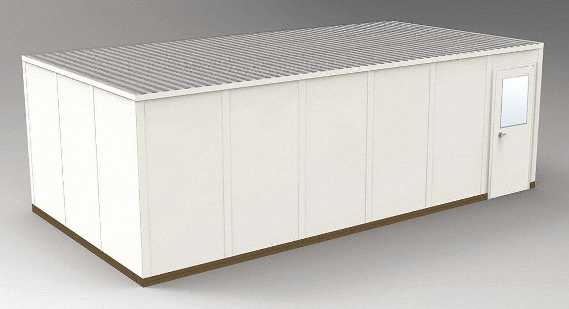 Modular In-Plant Office: 24 ft x 12 ft x 8 ft, 4 Walls, Steel-Covered Drywall, Beige