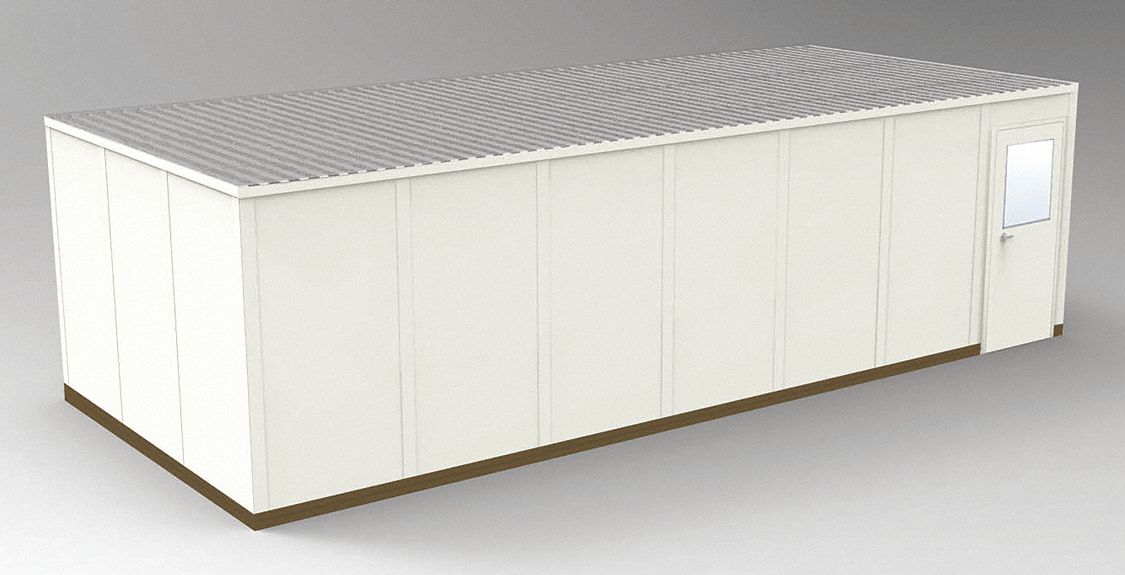 Modular In-Plant Office: 28 ft x 12 ft x 8 ft, 4 Walls, Steel-Covered Drywall, Beige