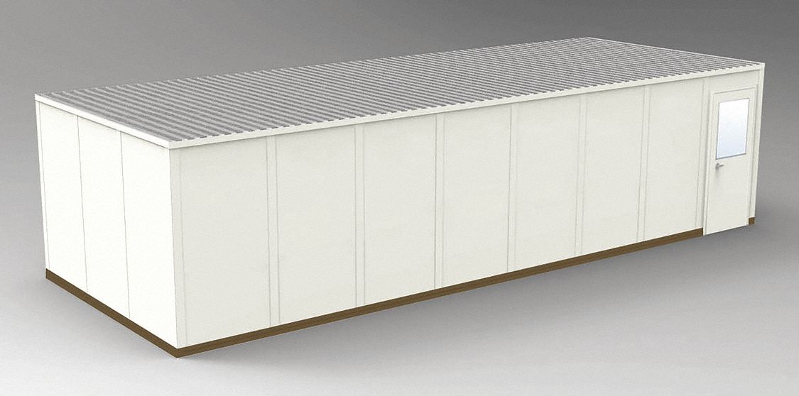 Modular In-Plant Office: 32 ft x 12 ft x 8 ft, 4 Walls, Steel-Covered Drywall, Beige