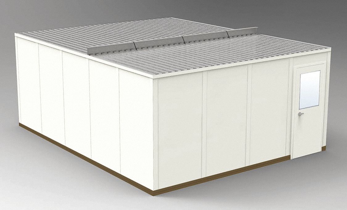 Modular In-Plant Office: 20 ft x 16 ft x 8 ft, 4 Walls, Steel-Covered Drywall, Beige