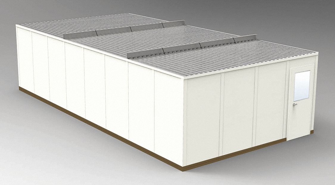 Modular In-Plant Office: 32 ft x 16 ft x 8 ft, 4 Walls, Steel-Covered Drywall, Beige