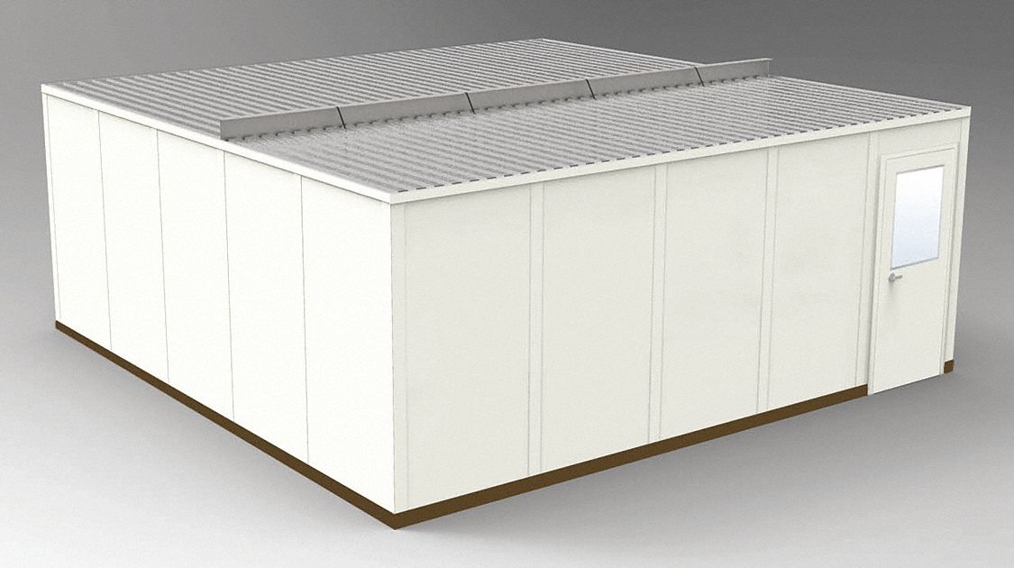 Modular In-Plant Office: 20 ft x 20 ft x 8 ft, 4 Walls, Steel-Covered Drywall, Beige