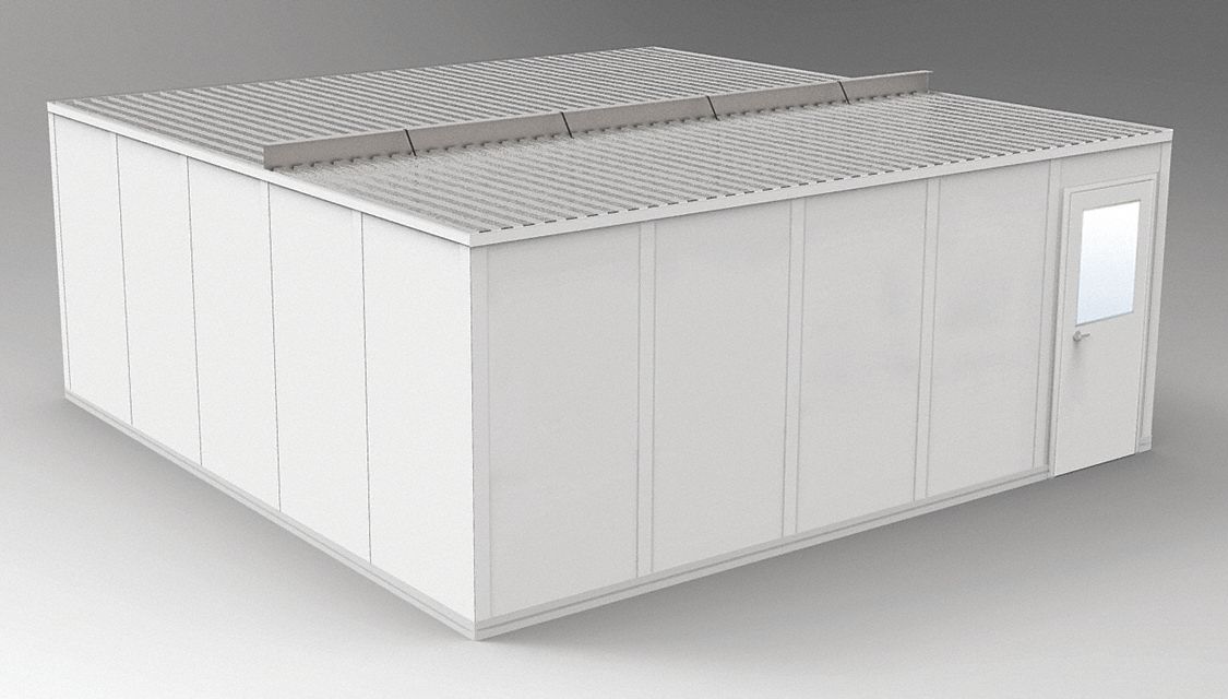 Modular In-Plant Office: 20 ft x 20 ft x 8 ft, 4 Walls, Vinyl-Covered Drywall, Gray