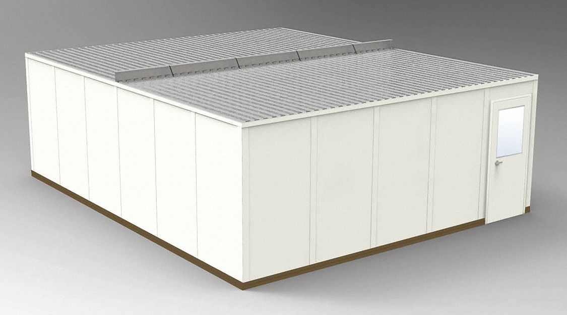 Modular In-Plant Office: 24 ft x 20 ft x 8 ft, 4 Walls, Steel-Covered Drywall, Beige