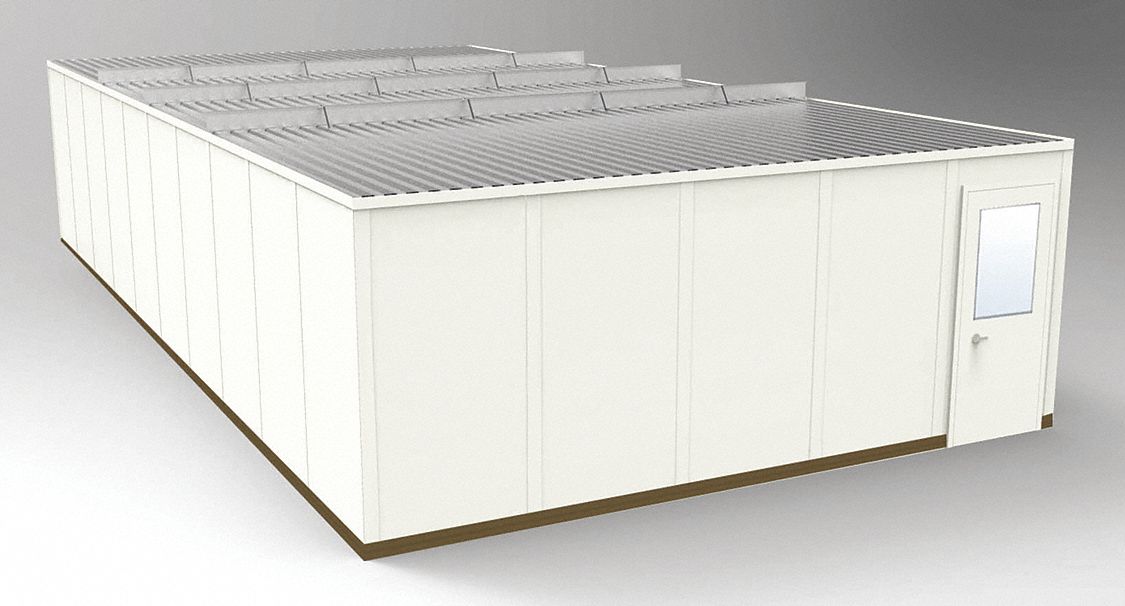 Modular In-Plant Office: 40 ft x 20 ft x 8 ft, 4 Walls, Steel-Covered Drywall, Beige