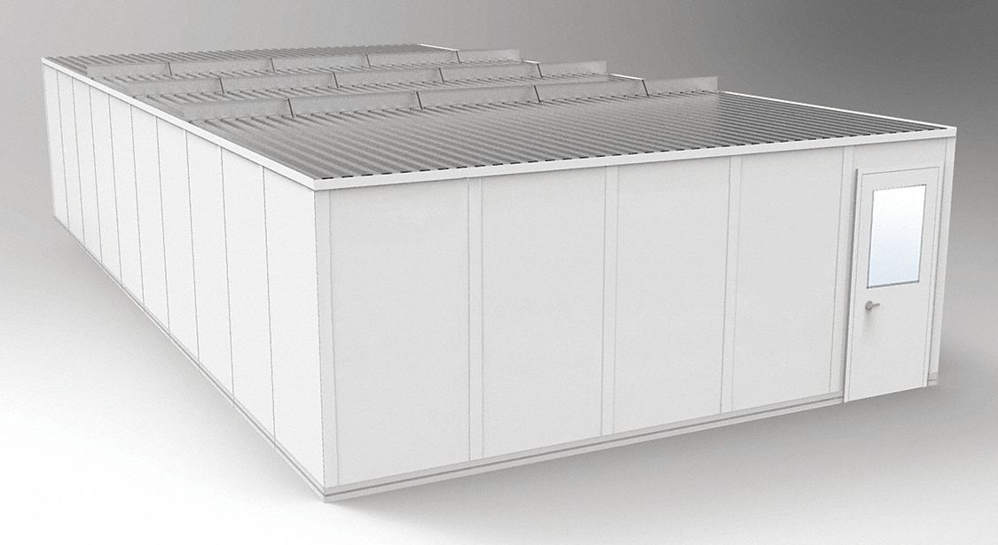 Modular In-Plant Office: 40 ft x 20 ft x 8 ft, 4 Walls, Vinyl-Covered Drywall, Gray