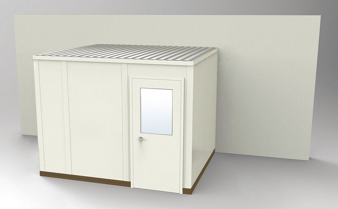 Modular In-Plant Office: 10 ft x 8 ft x 8 ft, 3 Walls, Vinyl-Covered Drywall, Beige