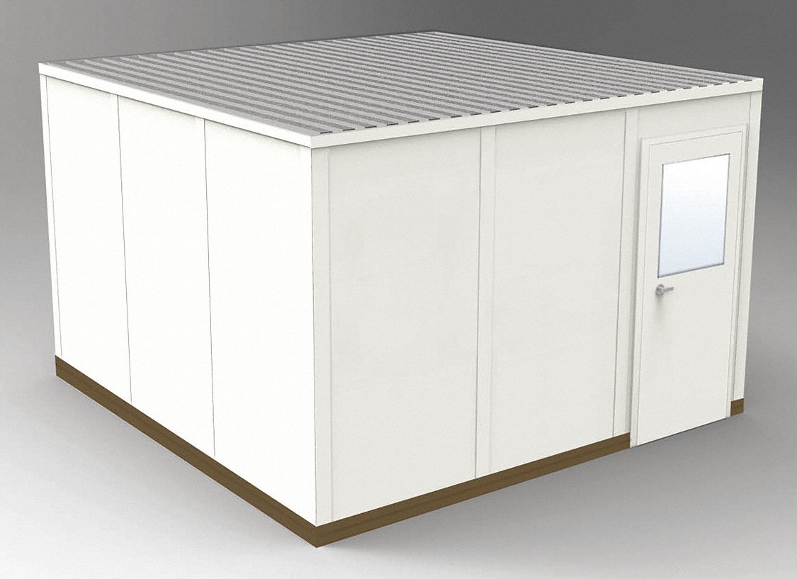 Modular In-Plant Office: 12 ft x 12 ft x 8 ft, 4 Walls, Steel-Covered Drywall, Beige