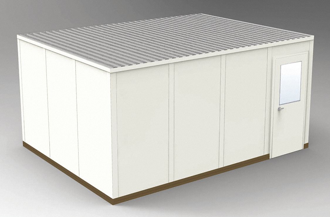 Modular In-Plant Office: 16 ft x 12 ft x 8 ft, 4 Walls, Steel-Covered Drywall, Beige