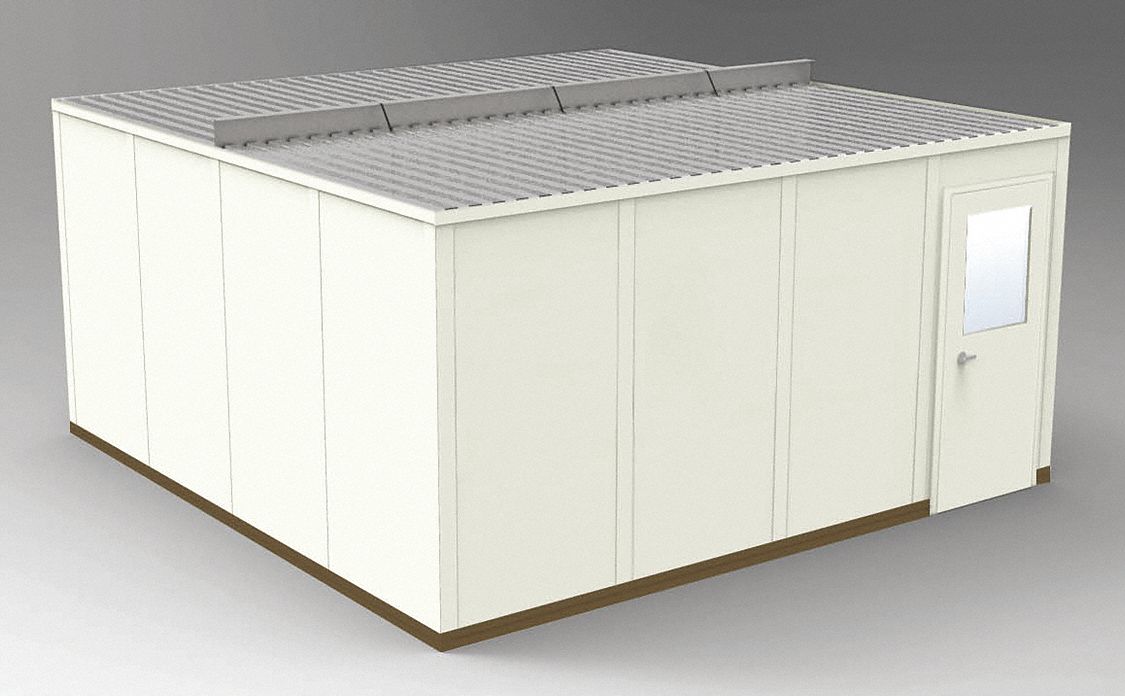 Modular In-Plant Office: 16 ft x 16 ft x 8 ft, 4 Walls, Steel-Covered Drywall, Beige