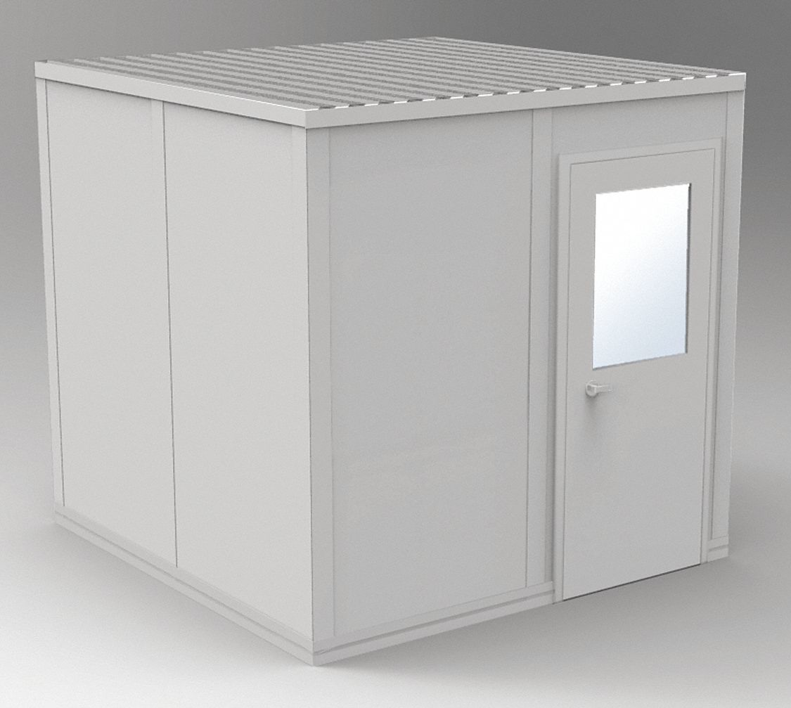 Modular In-Plant Office: 8 ft x 8 ft x 8 ft, 4 Walls, Steel-Covered Drywall, Beige, STC 31