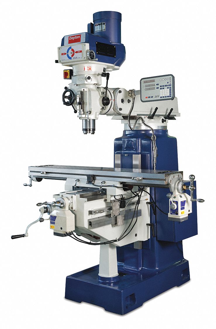 DAYTON, 10 in Table Lg, 54 in Table Wd, Knee/Column Milling Machine
