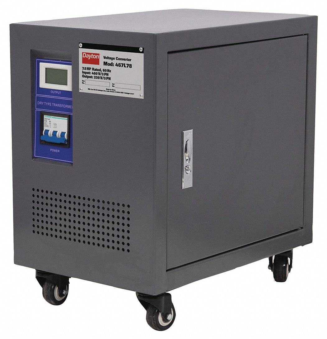 Step Up/Step Down Voltage Converter: 5 kVA Power Rating, Three Phase, 460 to 230V AC, 60 Hz