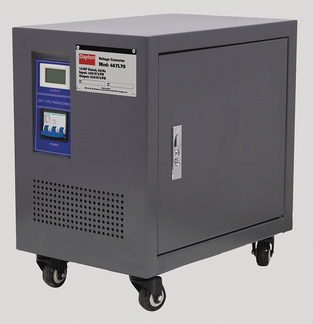 Step Up/Step Down Voltage Converter: 10 kVA Power Rating, Three Phase, 460 to 230V AC, 60 Hz