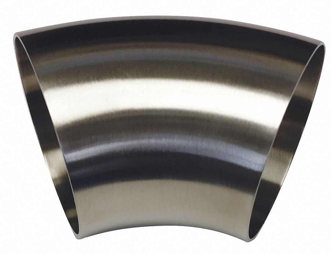 Elbow, 2-1/2" Tube Size, 3-5/8"L, Butt Weld