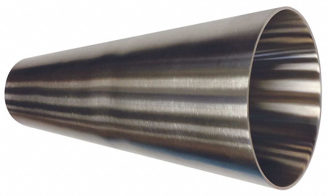 Reducer,  4 1/8 in Overall Length,  4 in x 3 in Tube Size,  Concentric Reducer,  304 Stainless Steel