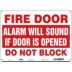 Fire Door Alarm Will Sound If Door Is Opened Do Not Block Signs