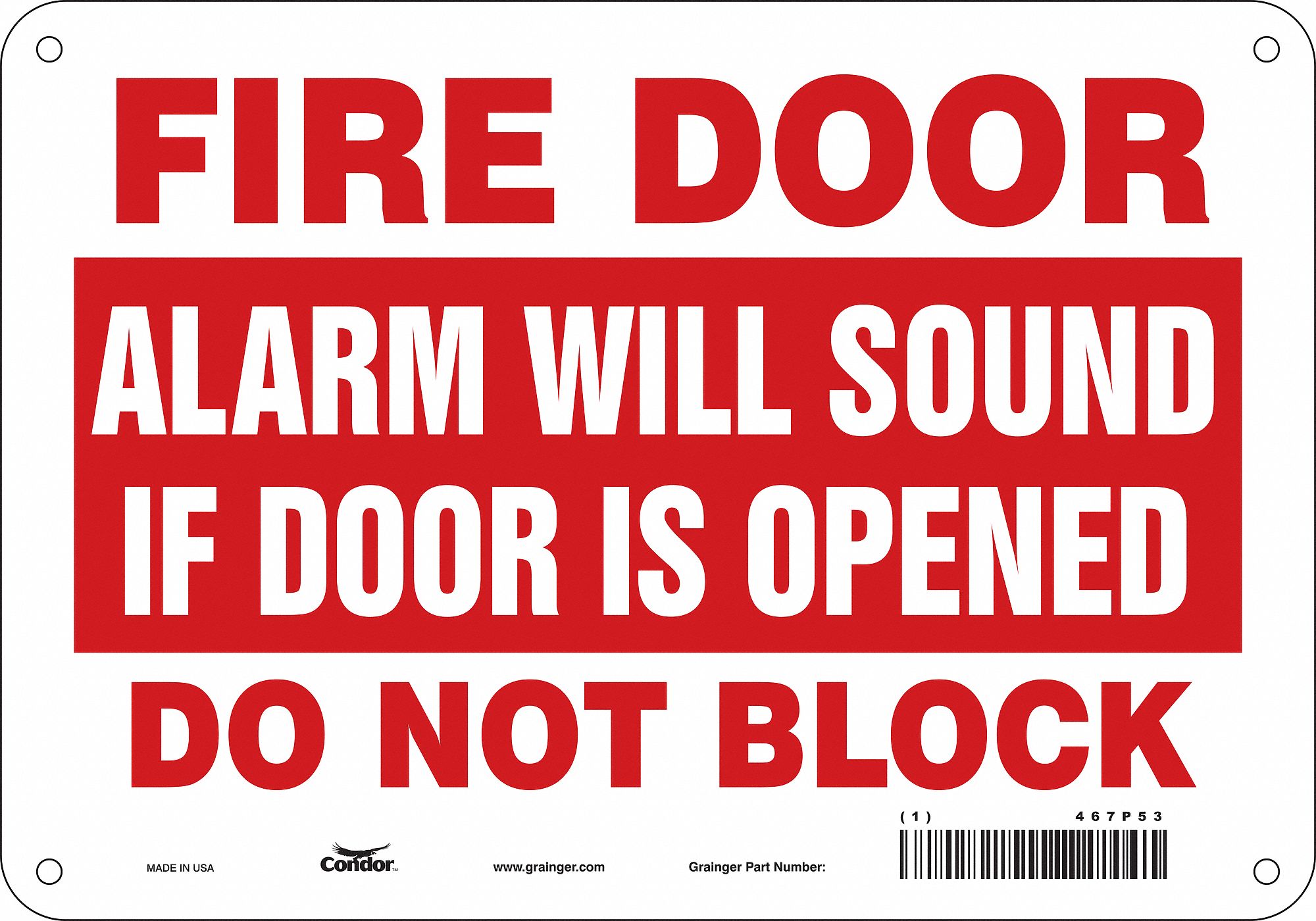Safety Sign: Polyethylene, Mounting Holes Sign Mounting, 7 in x 10 in Nominal Sign Size, No Header