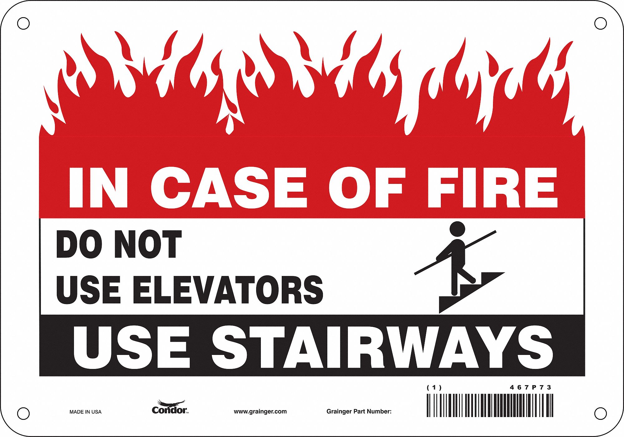 Safety Sign: Polyethylene, Mounting Holes Sign Mounting, 7 in x 10 in Nominal Sign Size