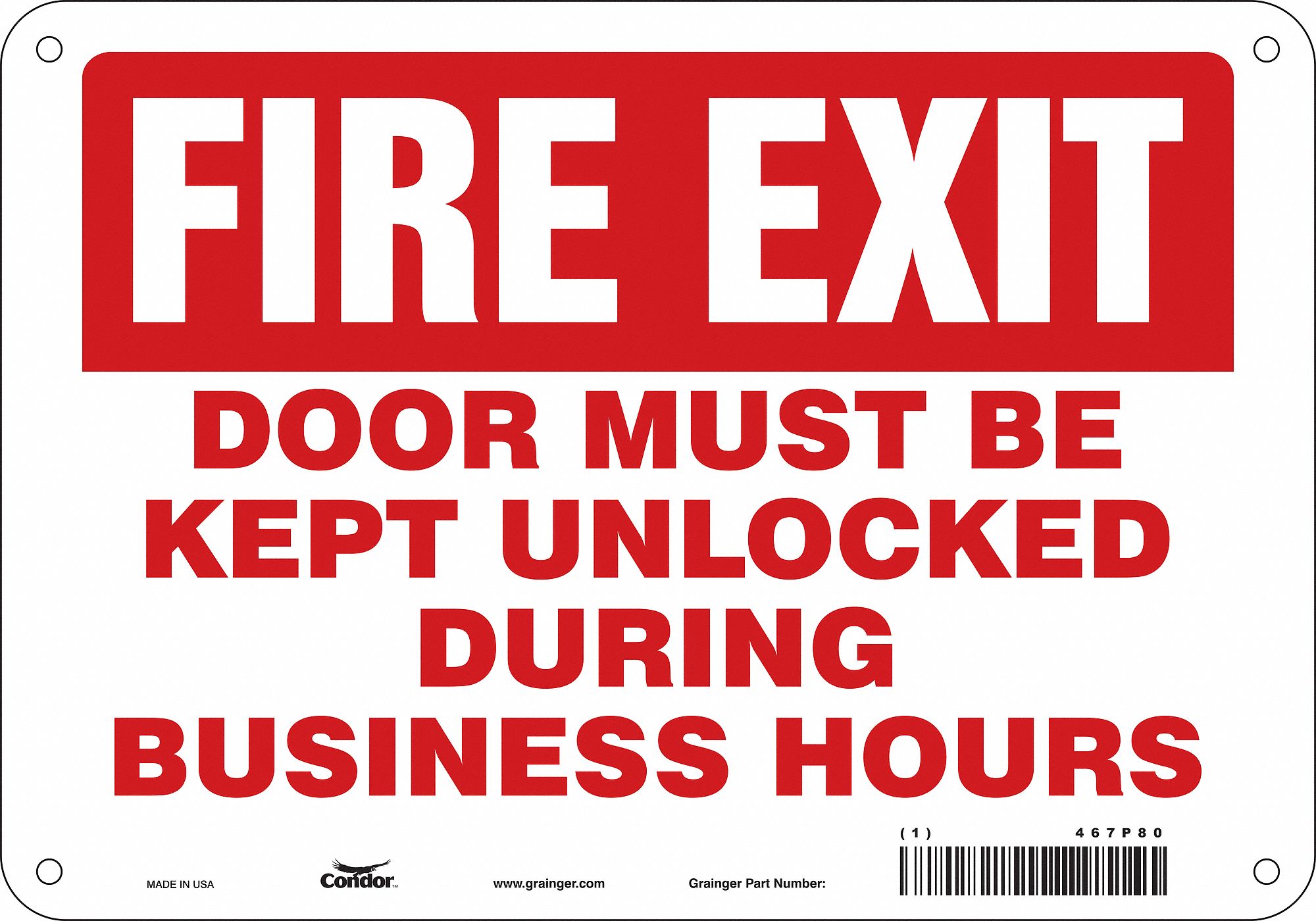 Safety Sign: Polyethylene, Mounting Holes Sign Mounting, 7 in x 10 in Nominal Sign Size