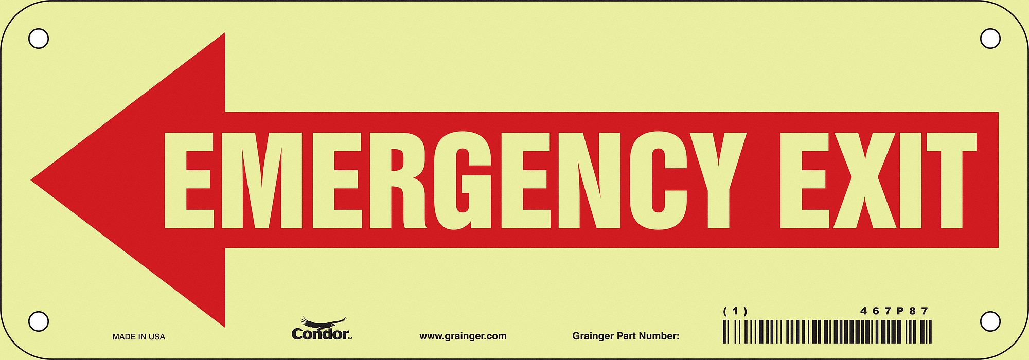 Safety Sign, 3 1/2 x 10 in, Polyethylene