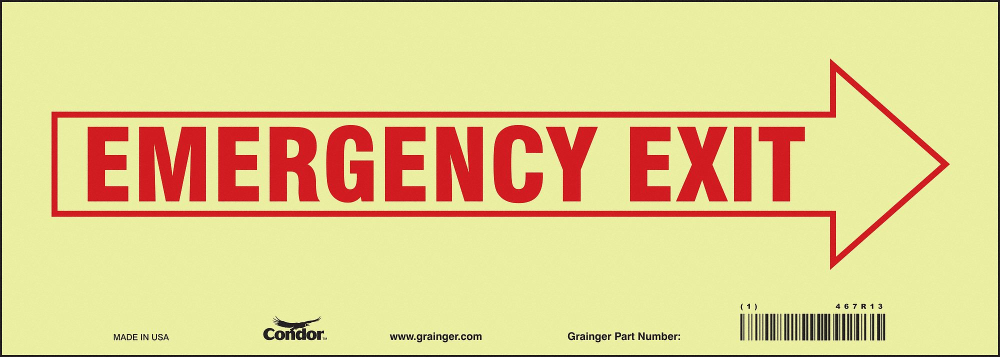 Safety Sign, 5 in x 14 in, Glow Vinyl
