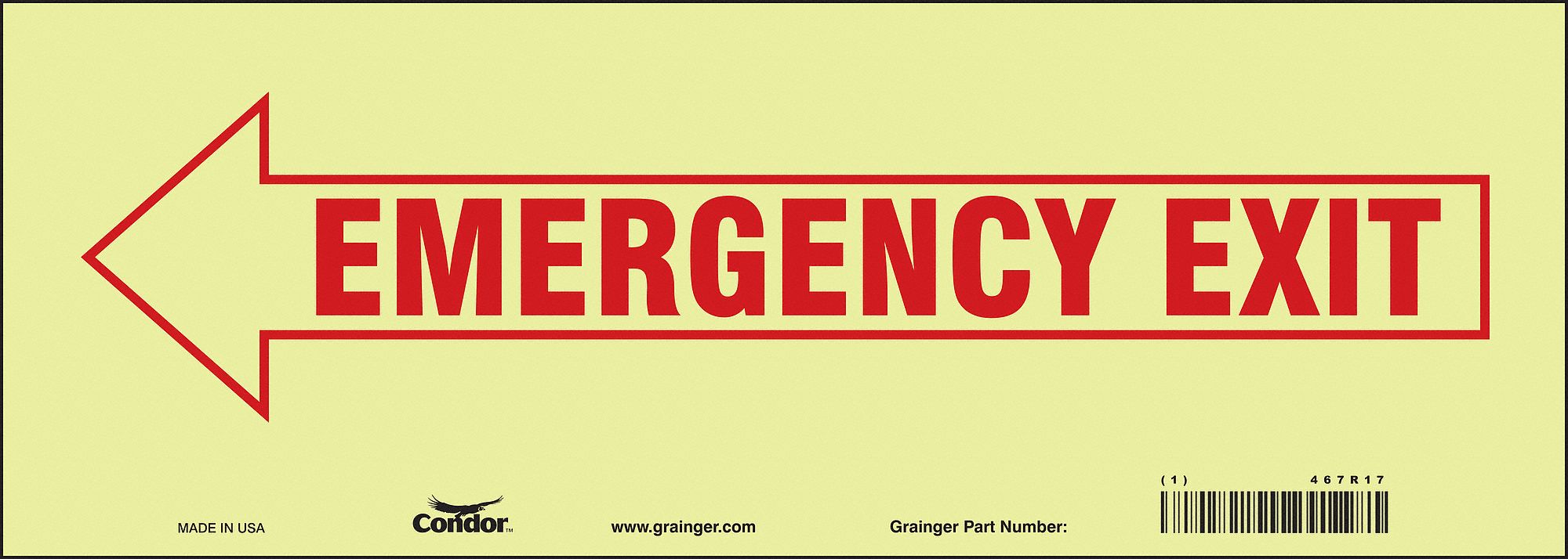 Safety Sign, 5 in x 14 in, Glow Vinyl