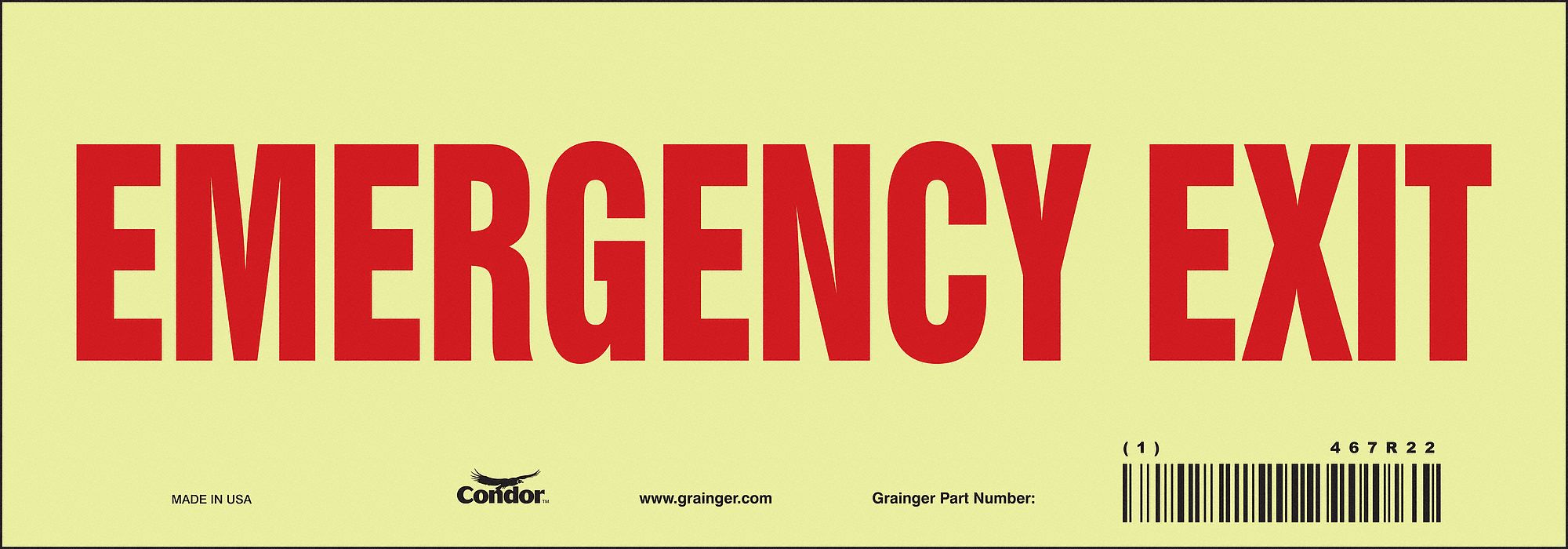 Safety Sign, 3 1/2 in x 10 in, Glow Vinyl