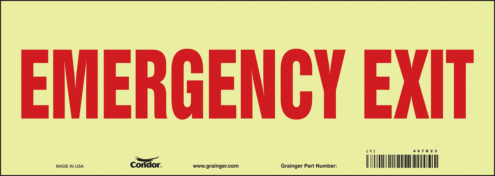 Safety Sign, 5 in x 14 in, Glow Vinyl