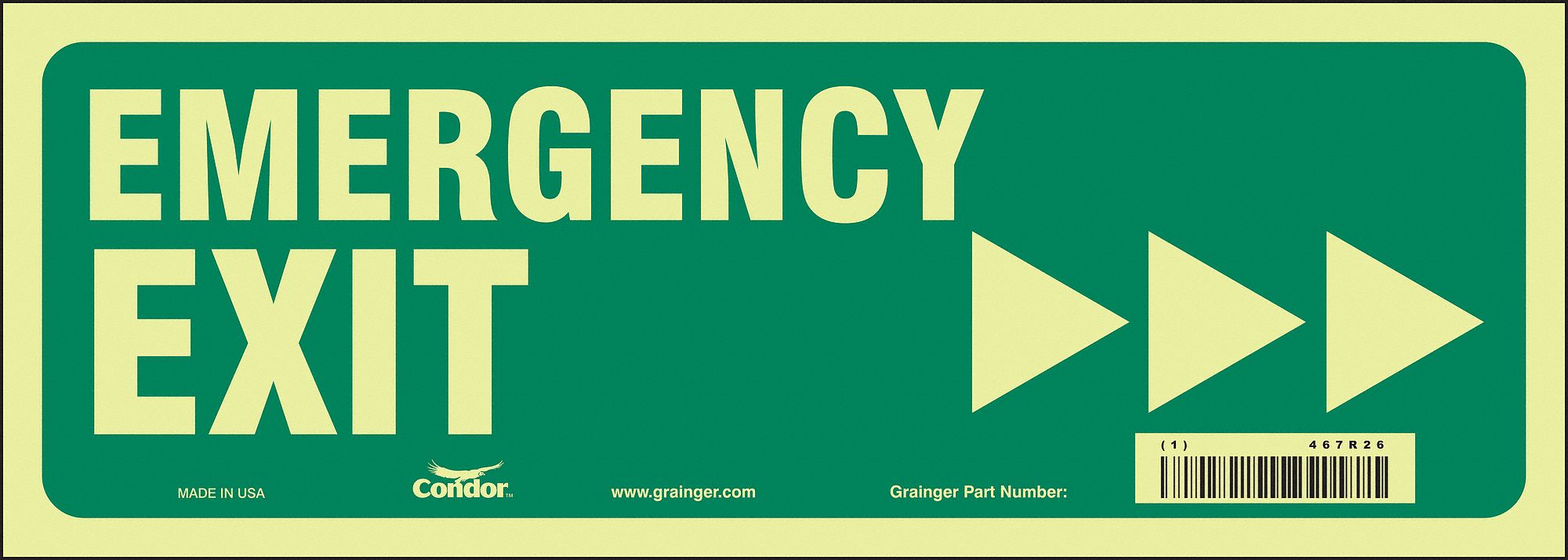 Safety Sign, 5 in x 14 in, Glow Vinyl