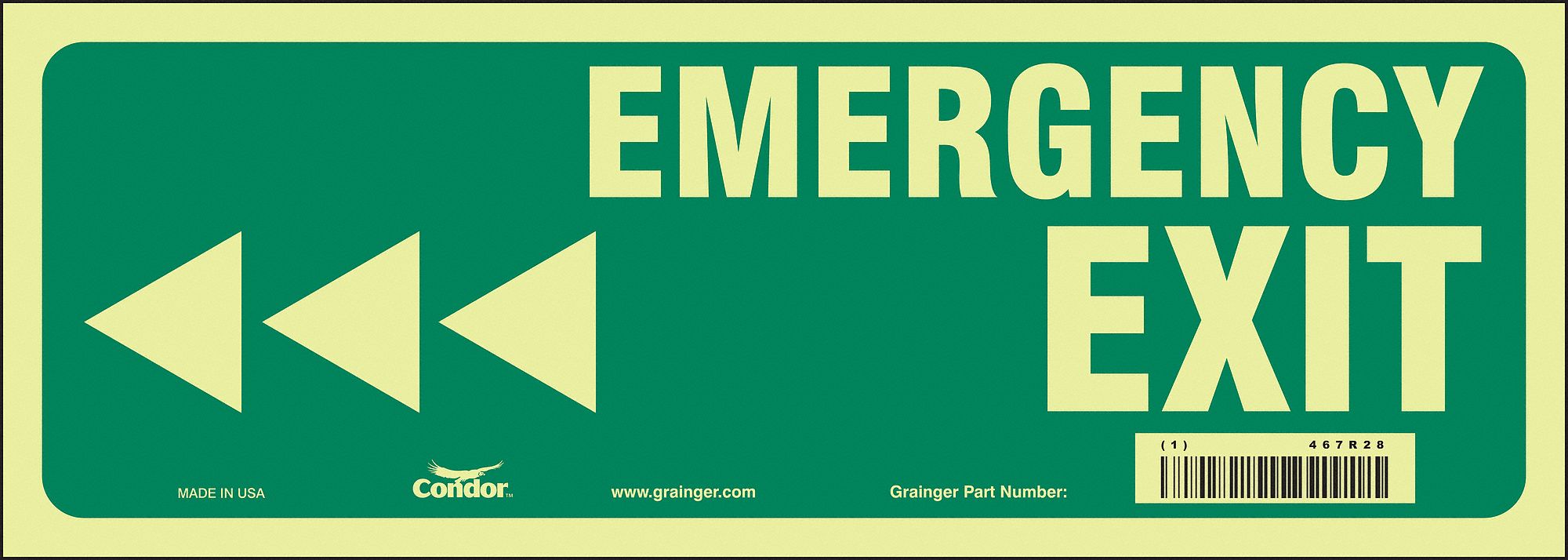 Safety Sign, 5 in x 14 in, Glow Vinyl