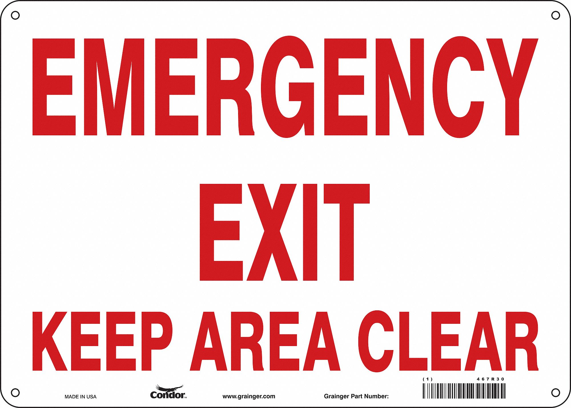 Safety Sign: Aluminum, Mounting Holes Sign Mounting, 10 in x 14 in Nominal Sign Size, 0.032 in Thick