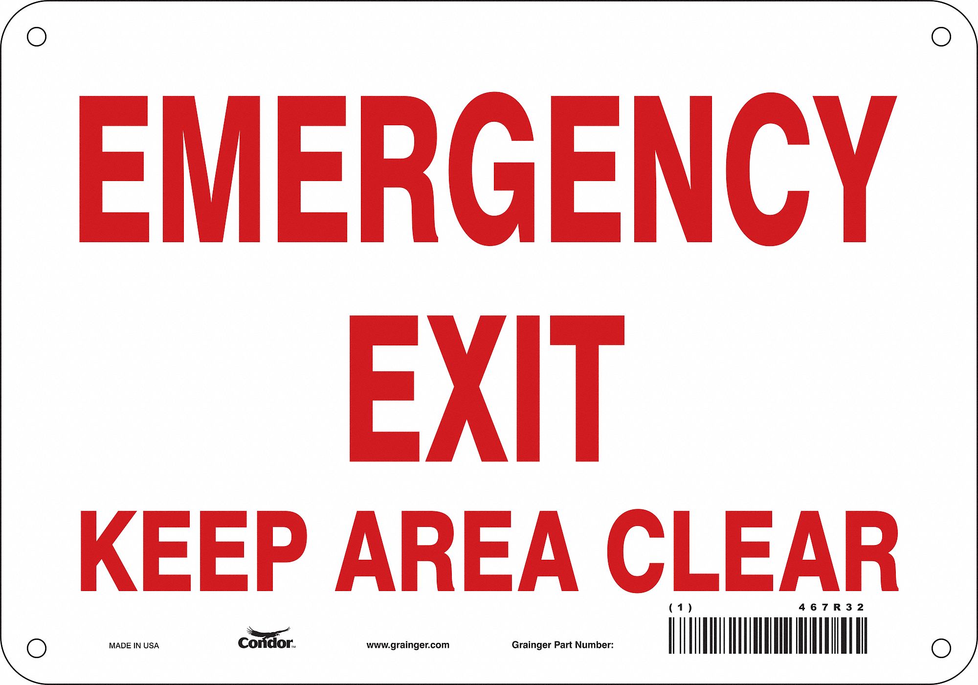 Safety Sign: Polyethylene, Mounting Holes Sign Mounting, 7 in x 10 in Nominal Sign Size