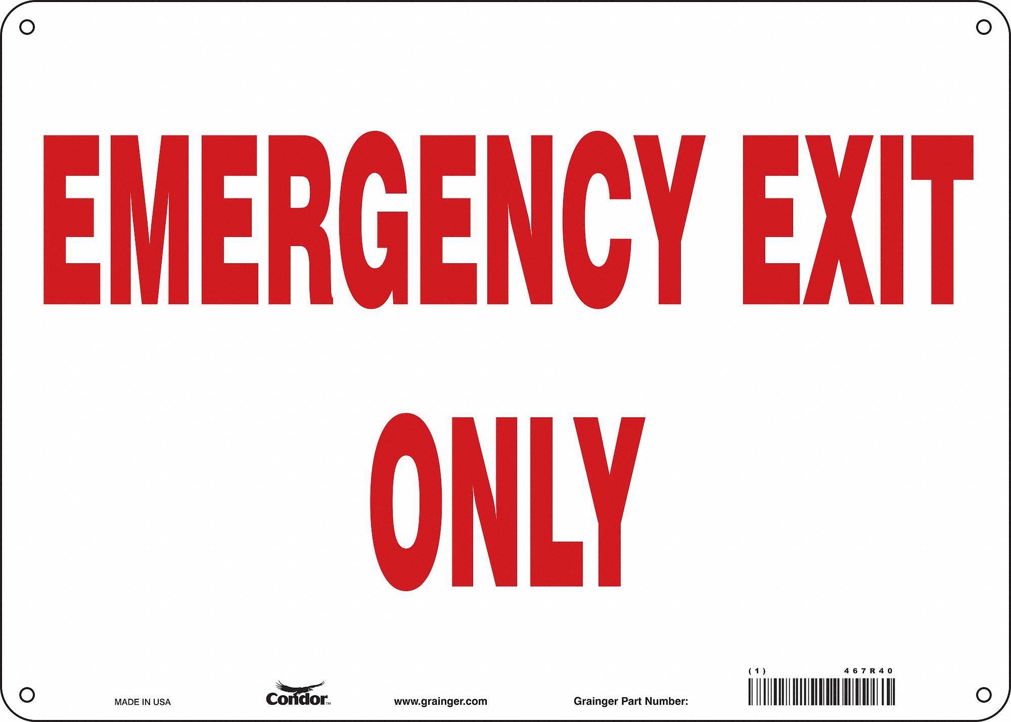 CONDOR Aluminum, Safety Sign Emergency Exit, 14