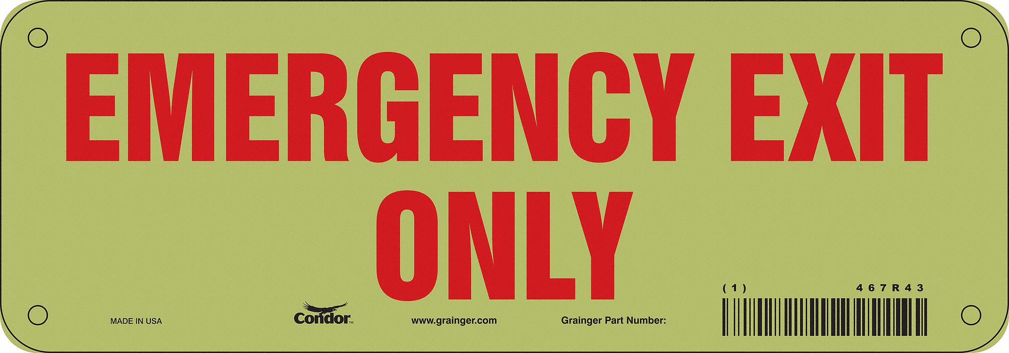 Safety Sign, 3 1/2 x 10 in, Polyethylene