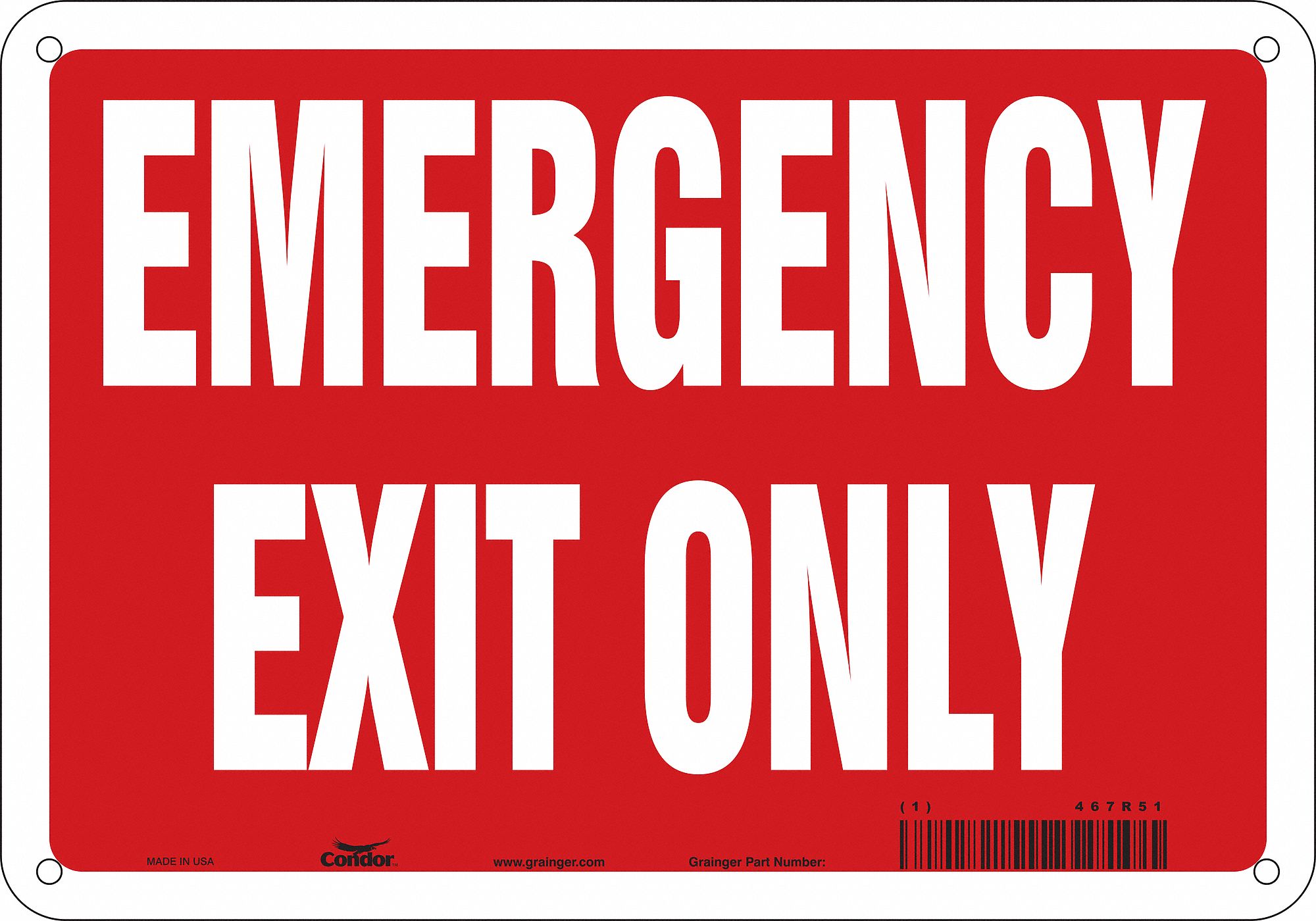 Safety Sign: Aluminum, Mounting Holes Sign Mounting, 7 in x 10 in Nominal Sign Size, 0.032 in Thick