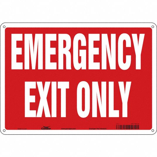 CONDOR Safety Sign Emergency Exit, Emergency Exit Only, Sign Header No ...