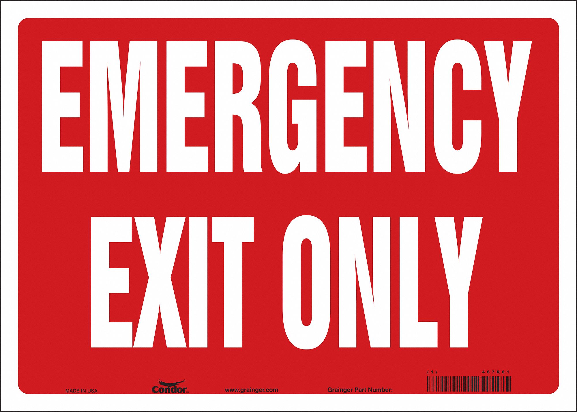 CONDOR Safety Sign Emergency Exit, Emergency Exit Only, Sign Header No