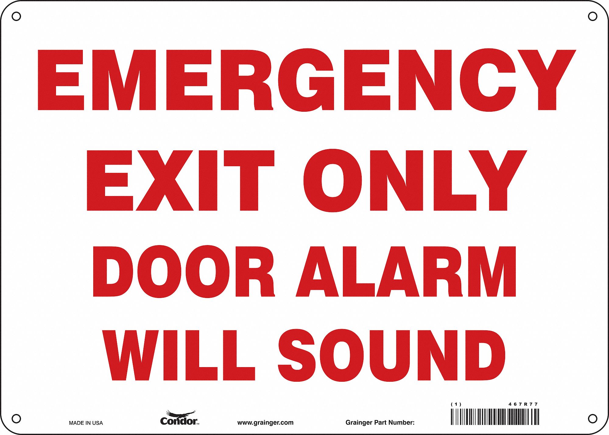 Safety Sign: Polyethylene, Mounting Holes Sign Mounting, 10 in x 14 in Nominal Sign Size