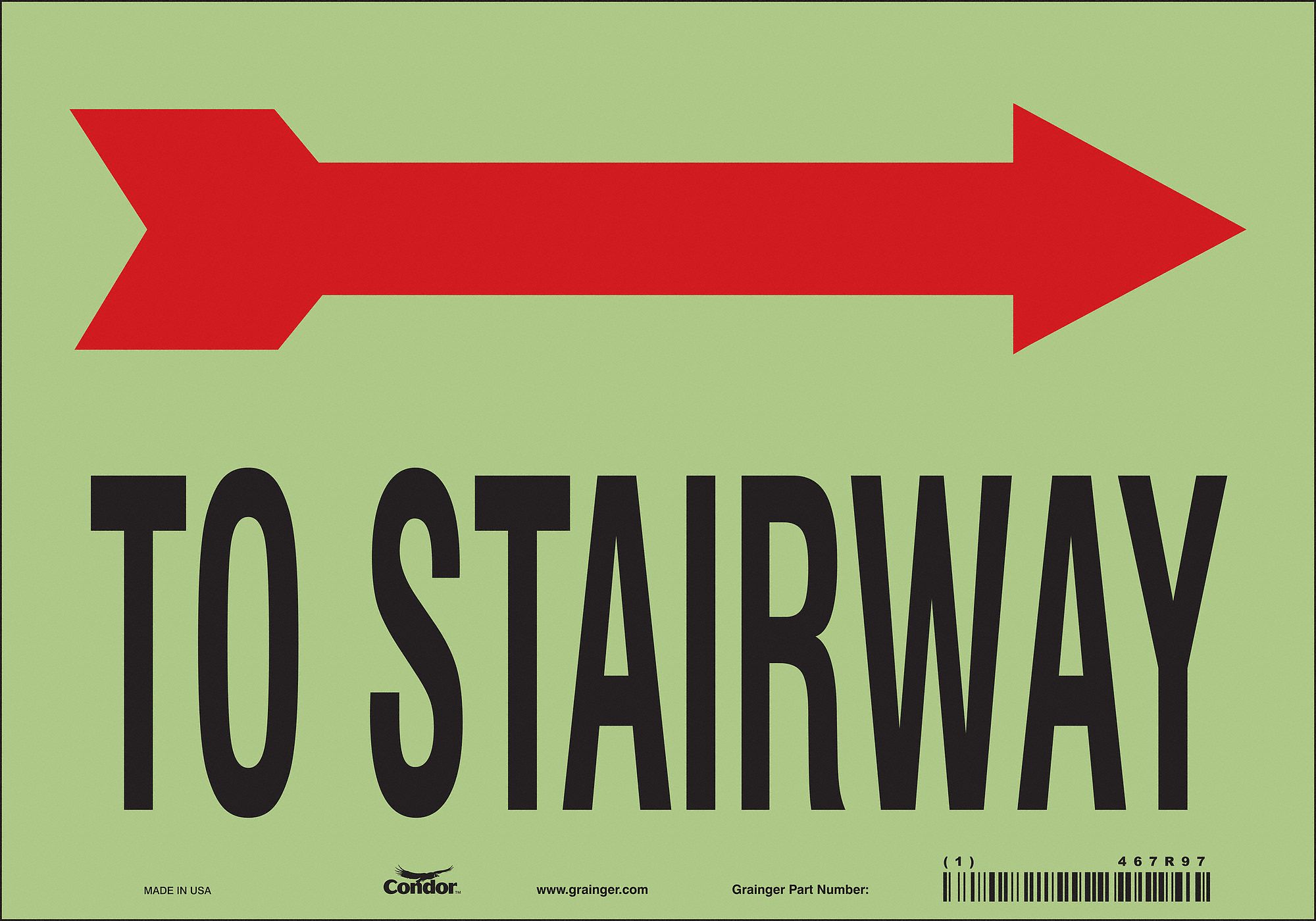 Safety Sign: Glow Vinyl, Adhesive Sign Mounting, 7 in x 10 in Nominal Sign Size, Not Retroreflective