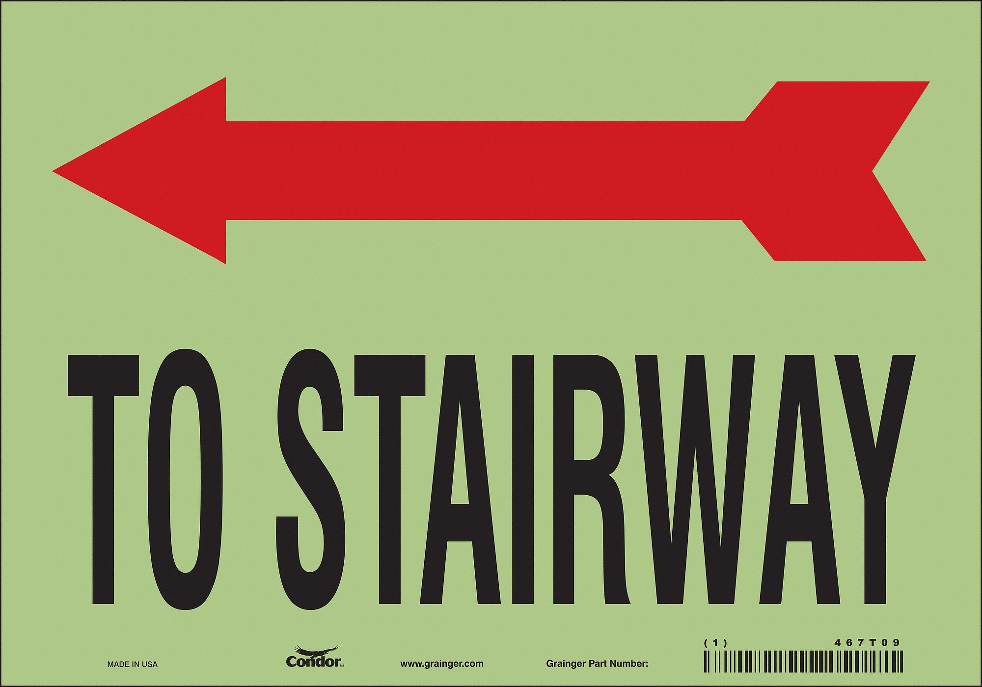 Safety Sign: Glow Vinyl, Adhesive Sign Mounting, 7 in x 10 in Nominal Sign Size, Not Retroreflective