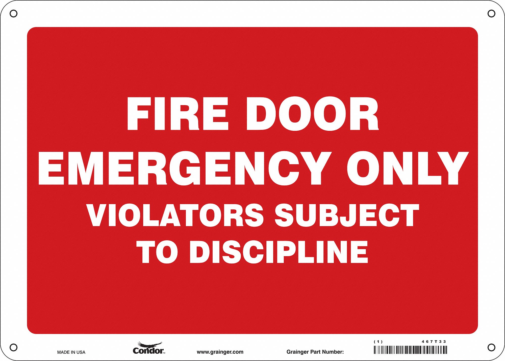 Safety Sign: Aluminum, Mounting Holes Sign Mounting, 10 in x 14 in Nominal Sign Size, 0.032 in Thick