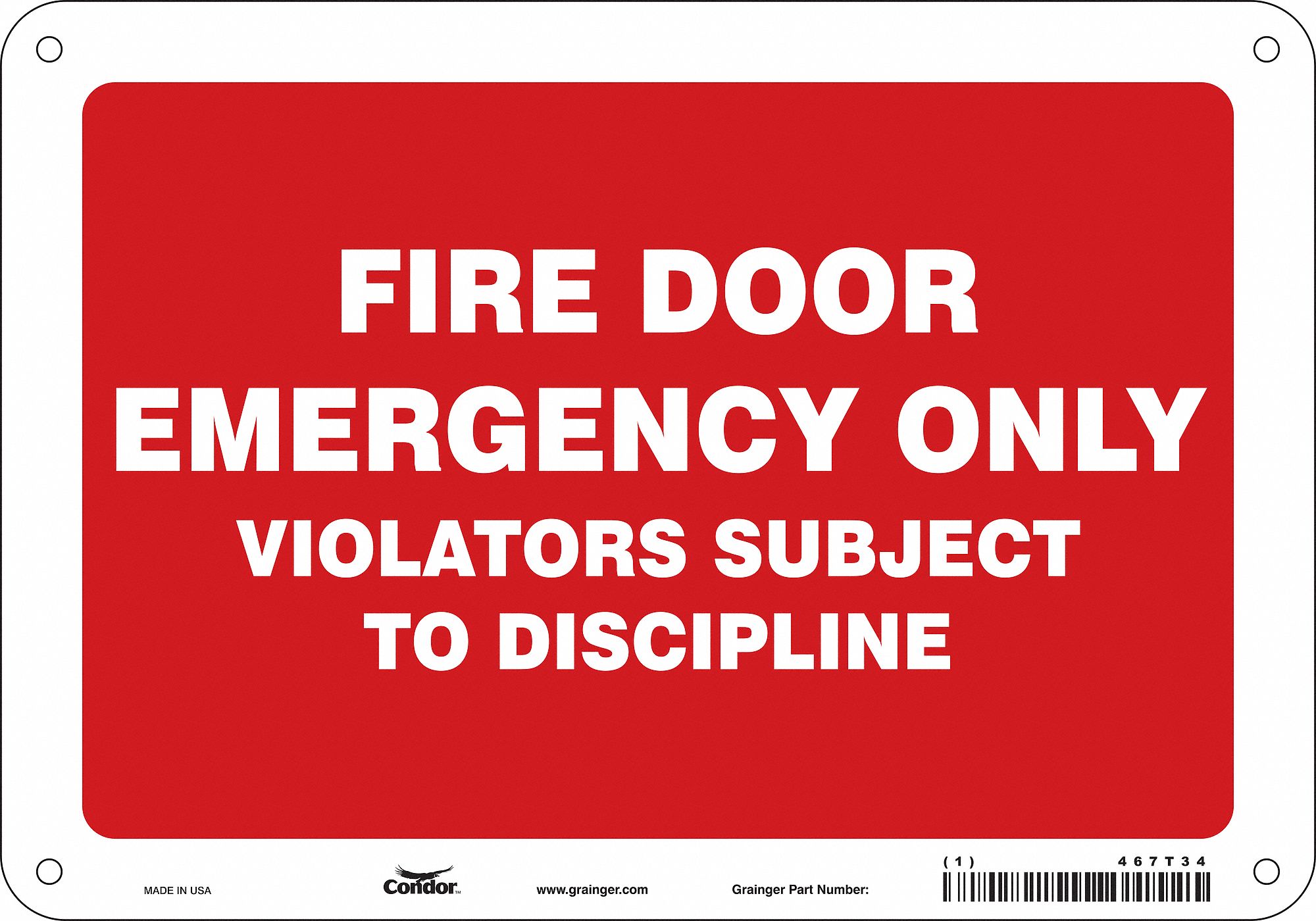 Safety Sign: Polyethylene, Mounting Holes Sign Mounting, 7 in x 10 in Nominal Sign Size