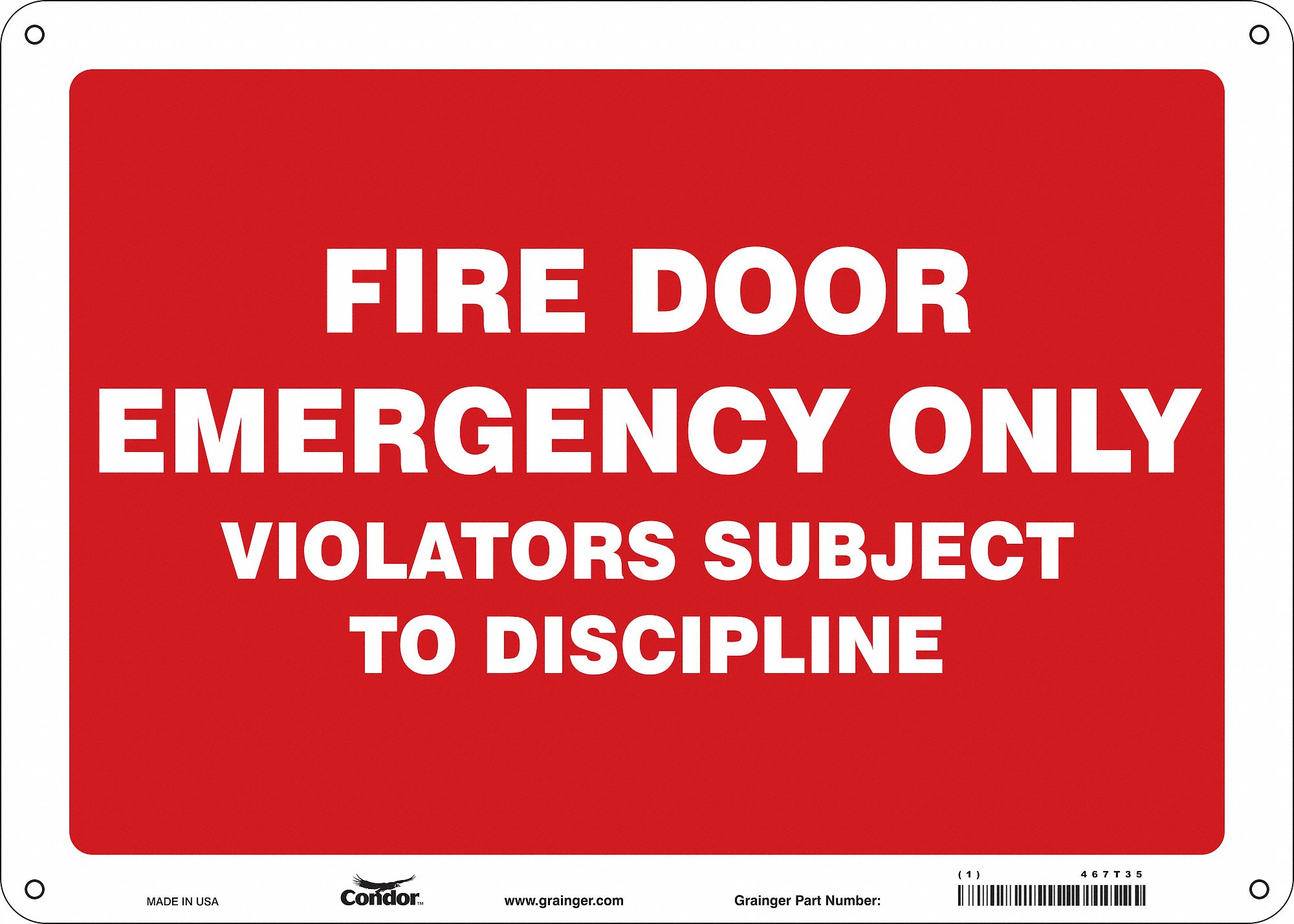 Safety Sign: Polyethylene, Mounting Holes Sign Mounting, 10 in x 14 in Nominal Sign Size, No Header