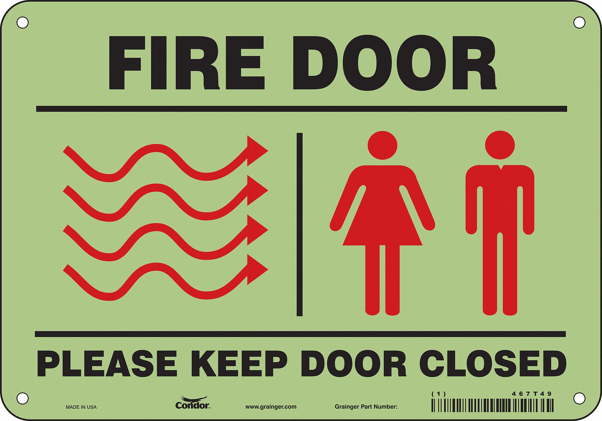 Safety Sign: Glow Vinyl, Adhesive Sign Mounting, 7 in x 10 in Nominal Sign Size, Not Retroreflective