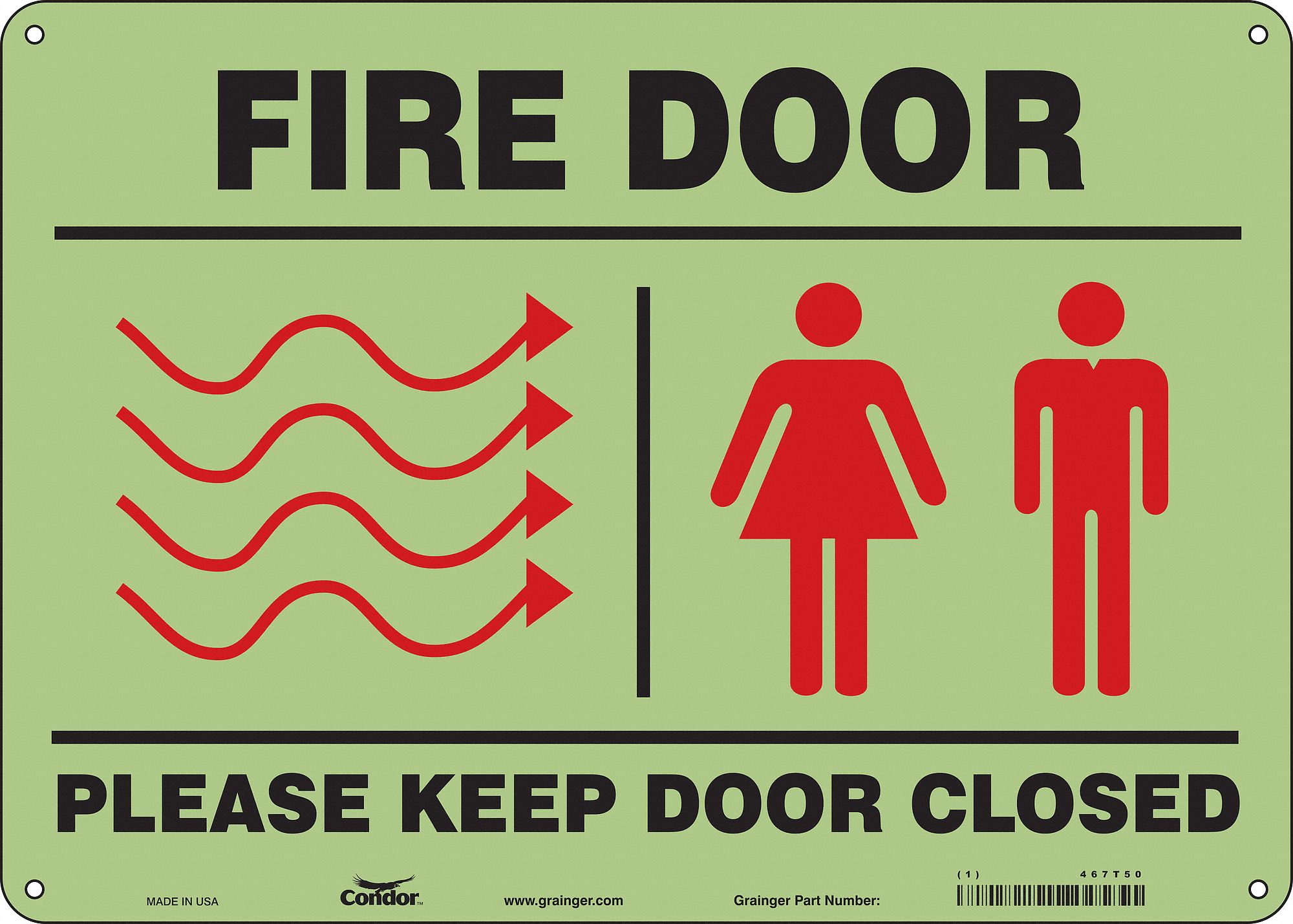 Safety Sign: Glow Vinyl, Adhesive Sign Mounting, 10 in x 14 in Nominal Sign Size, Glow In The Dark