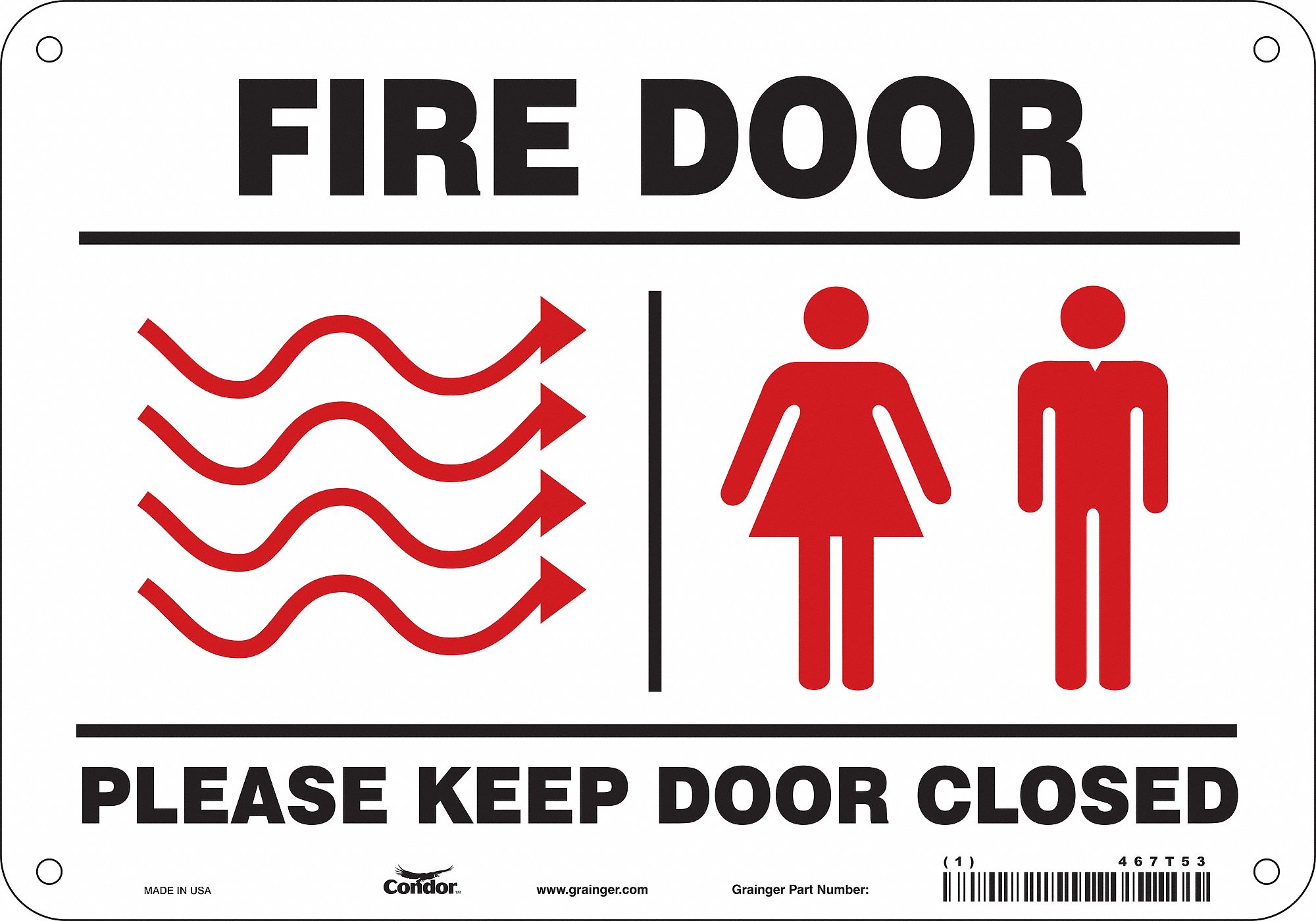 Safety Sign: Polyethylene, Mounting Holes Sign Mounting, 7 in x 10 in Nominal Sign Size, No Header