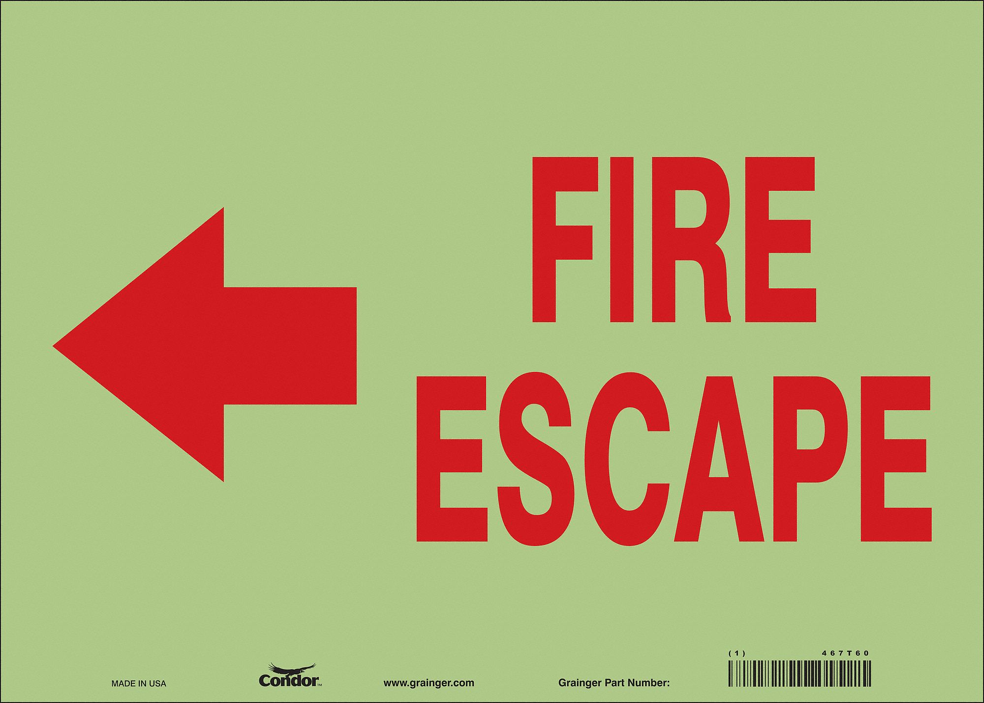 Safety Sign, 10 in x 14 in, Glow Vinyl